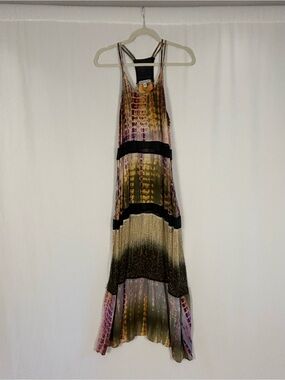 Peppe Peluso Y2K Tie Dye Fringe Maxi Dress Sheer Boho Medium